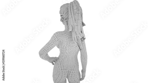 Digital mannequin woman isolated on white background  3 d render