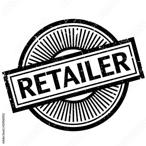 Retailer rubber stamp. Grunge design with dust scratches. Effects can be easily removed for a clean, crisp look. Color is easily changed.