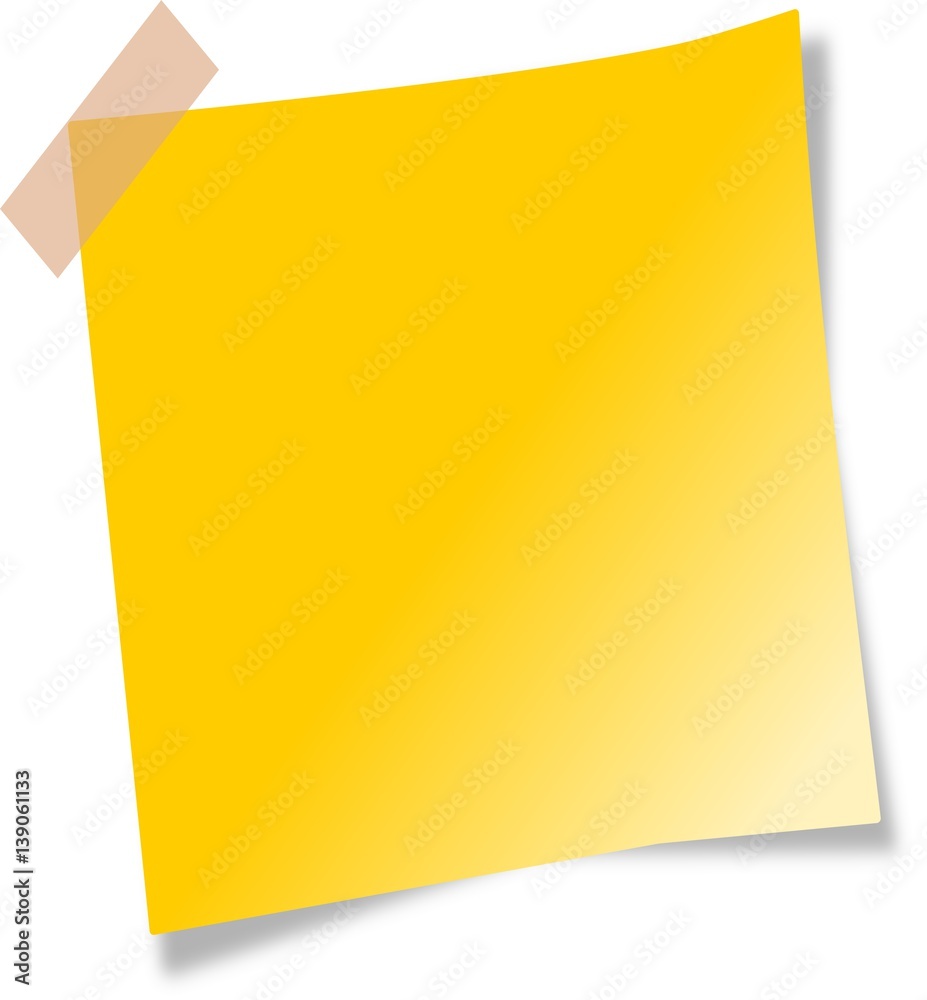 Yellow stick note isolated on white background Yellow stick note isolated on white background