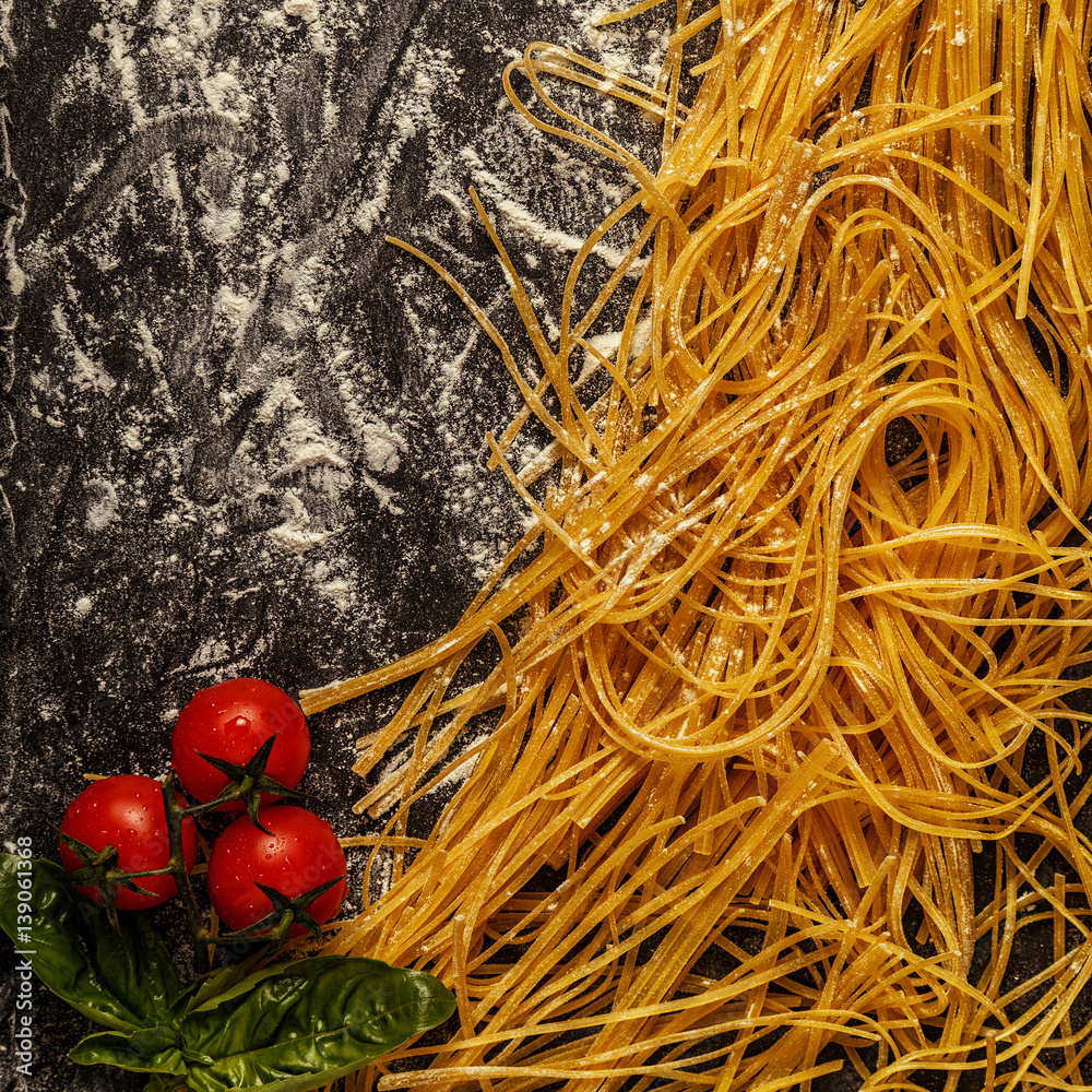 Fresh homemade pasta, spaghetti. Fresh homemade pasta, spaghetti.