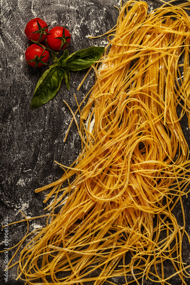 Fresh homemade pasta, spaghetti. Fresh homemade pasta, spaghetti.