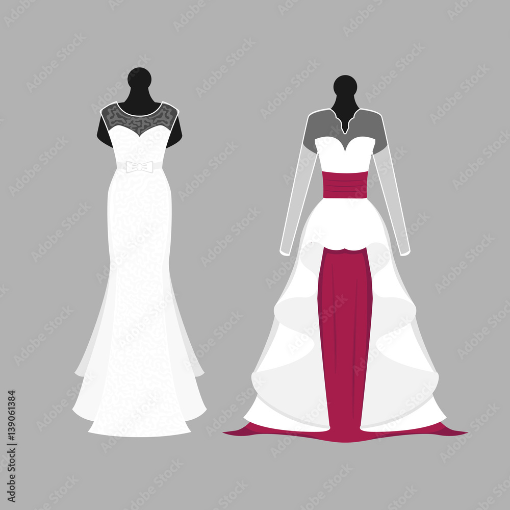 Wedding bride dress elegance style celebration vector illustration.