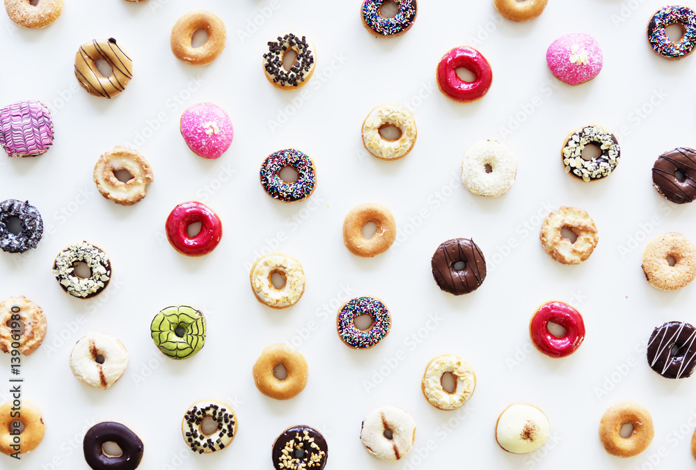 Group of Colorful Doughnut Bakery Sweet Dessert Group of Colorful Doughnut Bakery Sweet Dessert