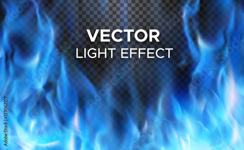 Burning fire flames on transparent background. Vector special light effect