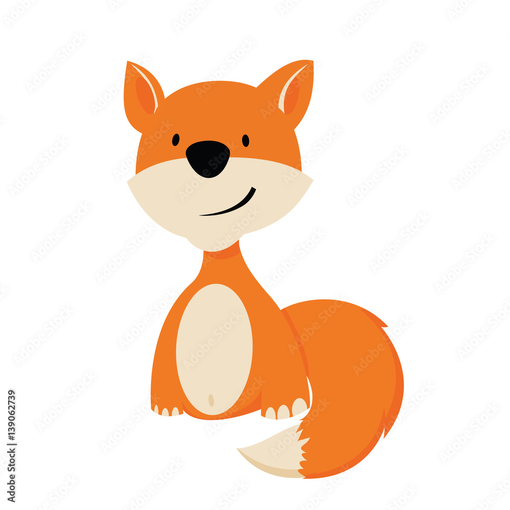 Obraz premium red fox flat vector