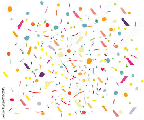 Colorful confetti vector background Vertical, square. Pattern with small particles, grains like chocolate chips pastry Bright backdrop on white