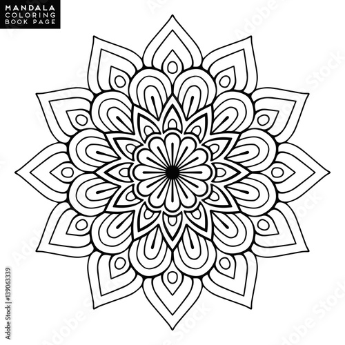 Flower Mandala. Vintage decorative elements. Oriental pattern, vector illustration. Islam, Arabic, Indian, moroccan,spain, turkish, pakistan, chinese, mystic, ottoman motifs. Coloring book page