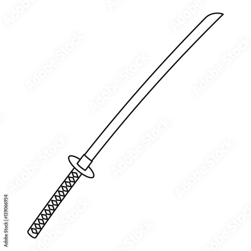 Japanese katana icon, outline style