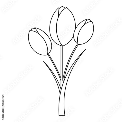 Tulips icon , outline style