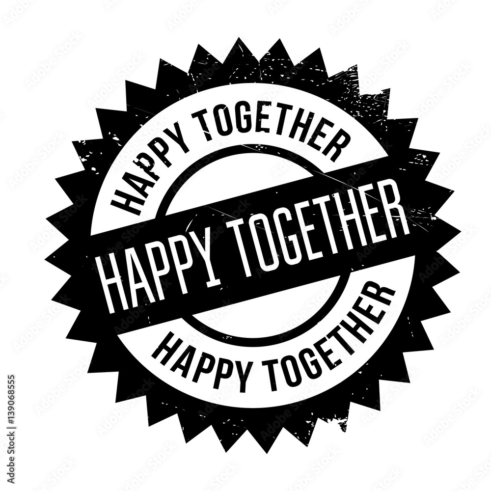 Happy Together rubber stamp. Grunge design with dust scratches. Effects can be easily removed for a clean, crisp look. Color is easily changed.