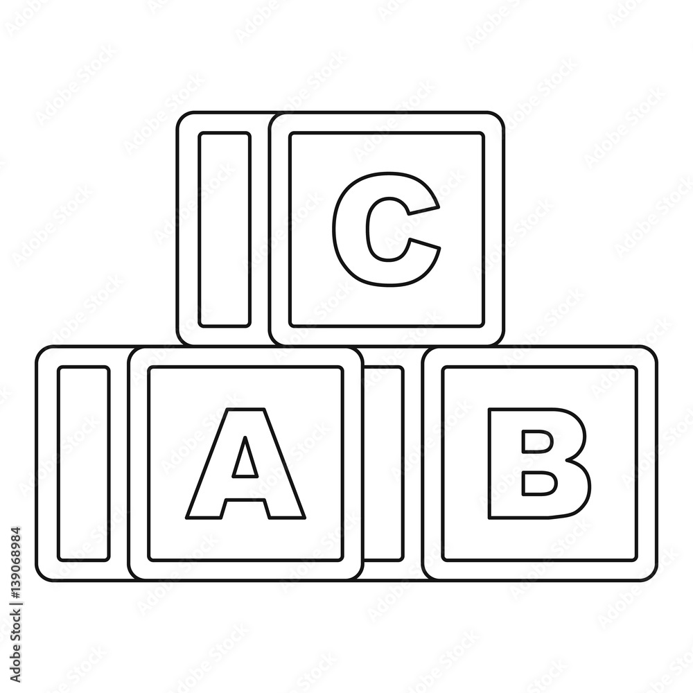 Alphabet cubes icon, outline style Alphabet cubes icon, outline style