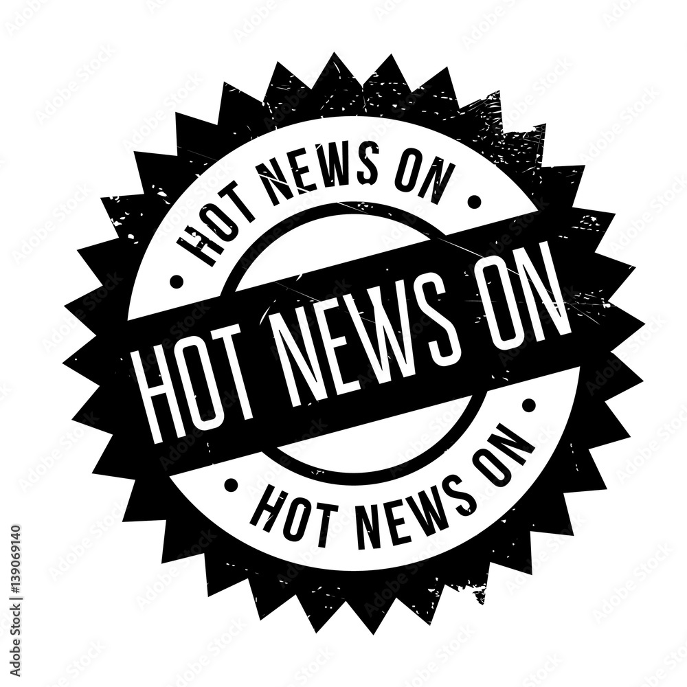 Hot News On rubber stamp. Grunge design with dust scratches. Effects can be easily removed for a clean, crisp look. Color is easily changed. Hot News On rubber stamp. Grunge design with dust scratches. Effects can be easily removed for a clean, crisp look. Color is easily changed.