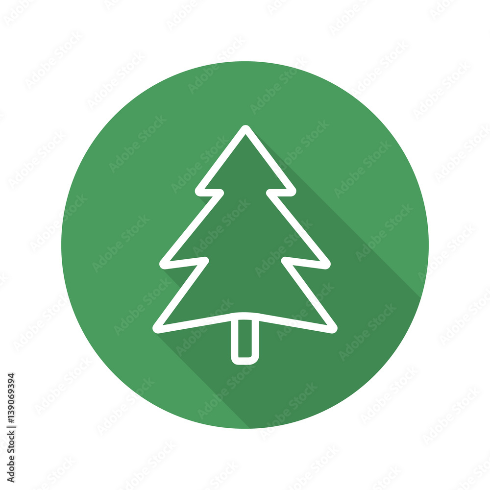 Fir tree flat linear long shadow icon Fir tree flat linear long shadow icon