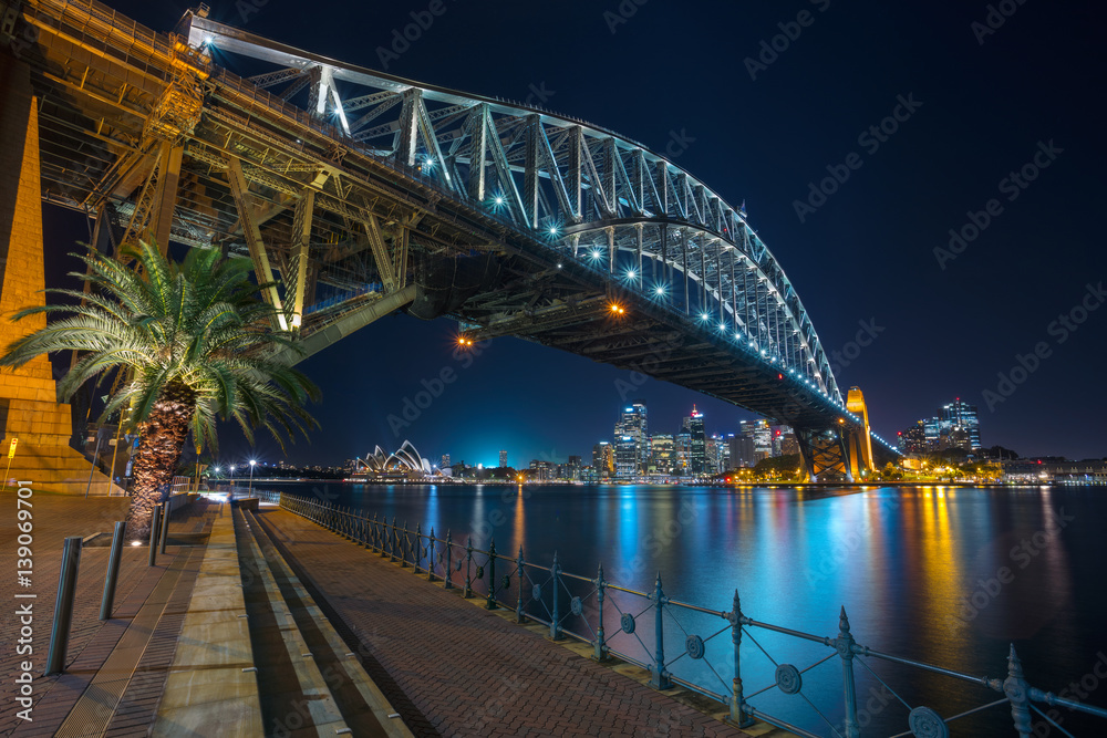 Sydney. Cityscape image of Sydney, Australia with Harbour Bridge at night.