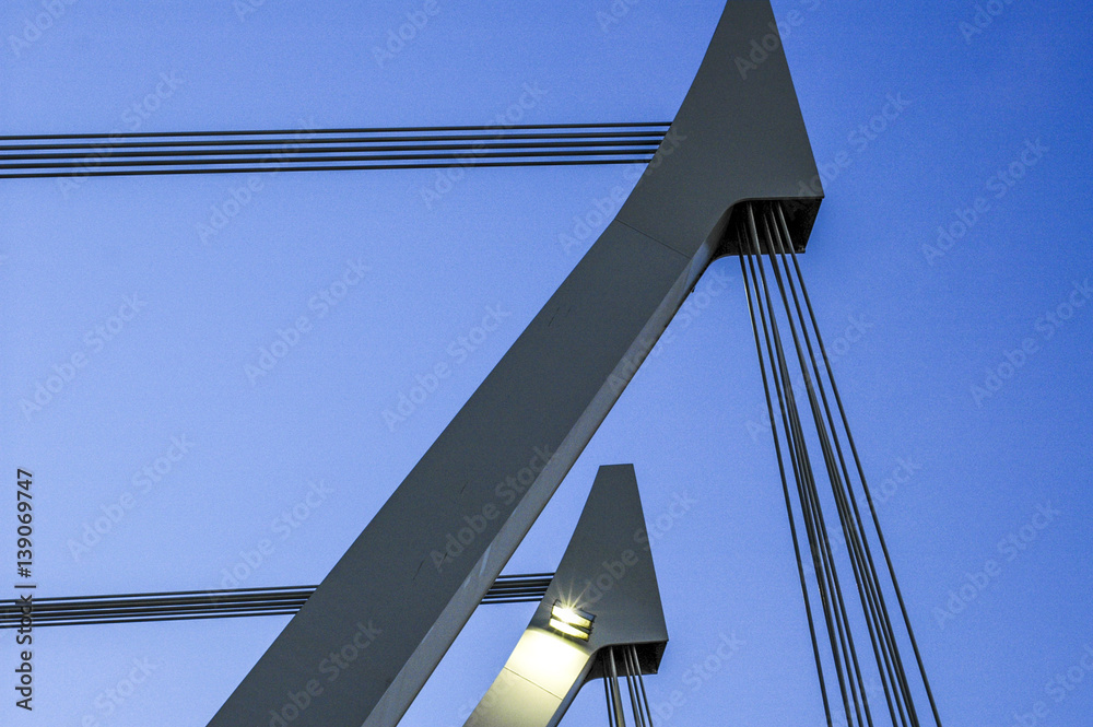Fototapeta premium Vienna, hydroelectric power plant Freudenau, cable bridge, Austr