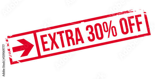 Extra 30 percent Off rubber stamp. Grunge design with dust scratches. Effects can be easily removed for a clean, crisp look. Color is easily changed.