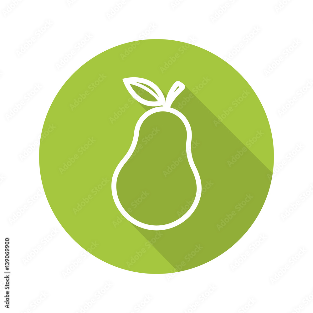 Pear flat linear long shadow icon Pear flat linear long shadow icon