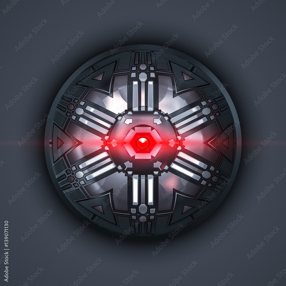 a robot eye with red light beam Stock Illustration | Adobe Stock