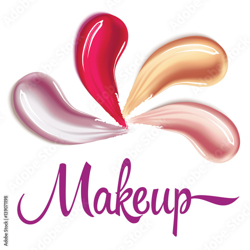 Different lipstick smears on white background. Beauty and cosmetics minimalist concept. elements for flyer, banner, leaflet. Template Vector.