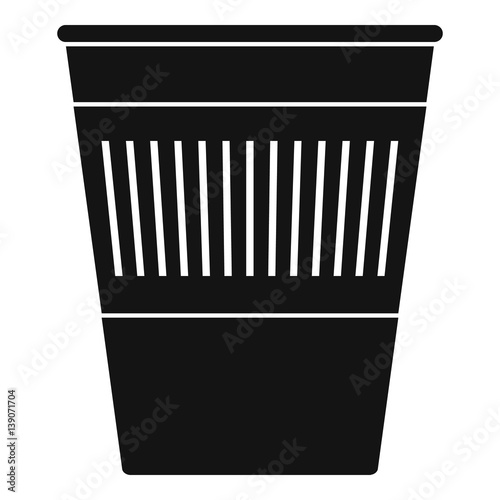 Plastic office waste bin icon, simple style