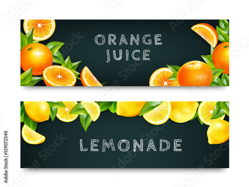 Orange Juice Lemonade 2 Banners Set 