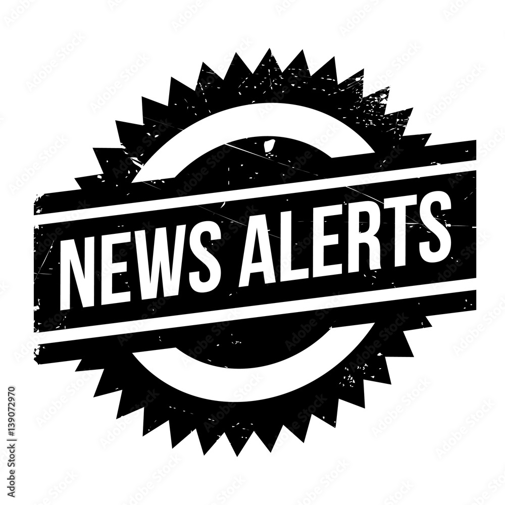 News Alerts rubber stamp. Grunge design with dust scratches. Effects can be easily removed for a clean, crisp look. Color is easily changed. News Alerts rubber stamp. Grunge design with dust scratches. Effects can be easily removed for a clean, crisp look. Color is easily changed.
