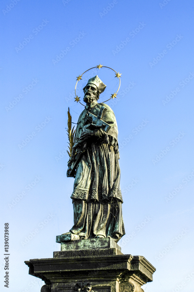 Prague, statue on Carls Bridge, Czech Republic