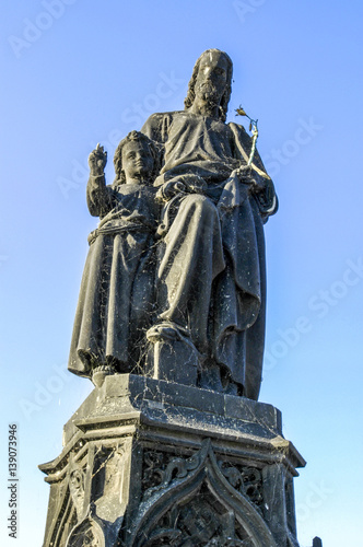 Prague  statue on Carls Bridge  Czech Republic