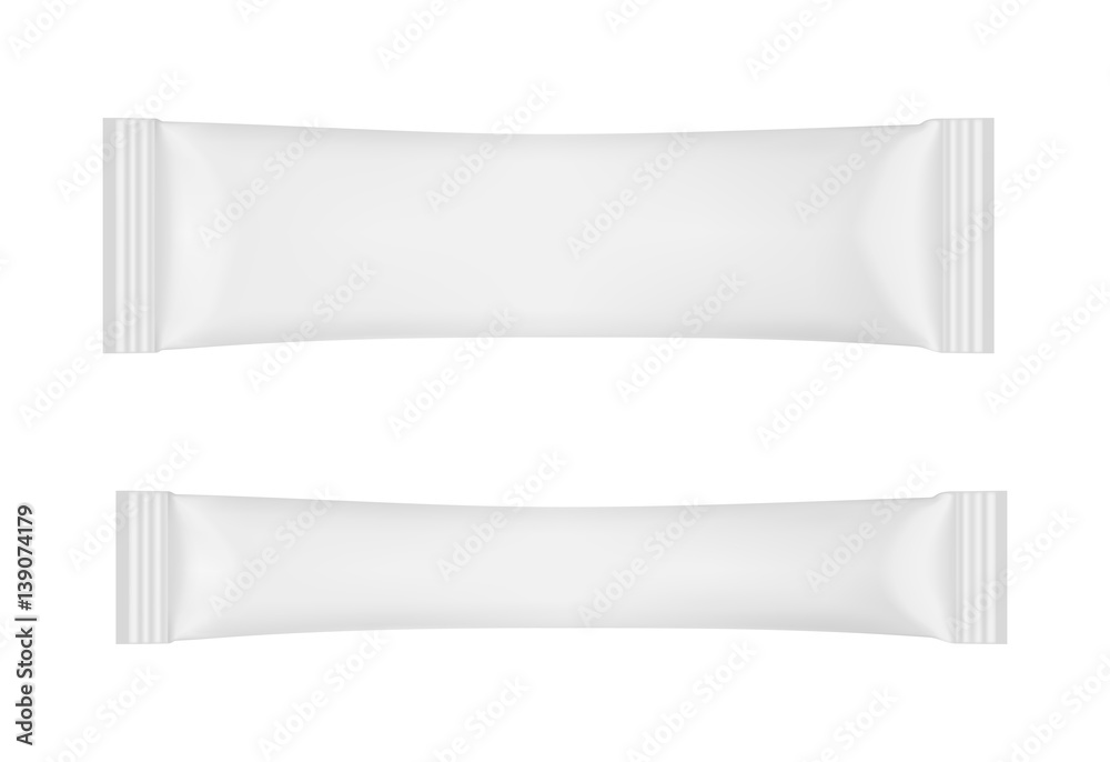 White disposable packaging for snacks, food, sugar and spices White disposable packaging for snacks, food, sugar and spices