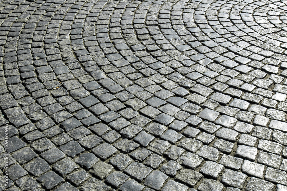 Prague, round cobblestones, Czech Republic
