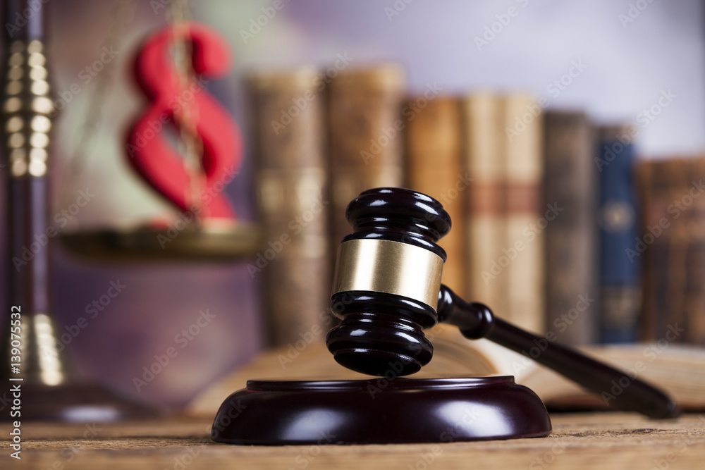 Law wooden gavel barrister, justice concept, legal system concept Law wooden gavel barrister, justice concept, legal system concept