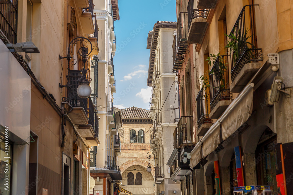 Typical street in the center of the city of Granada