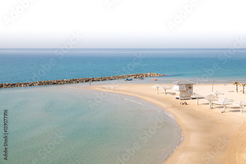 Top view of the sea and beach in sunny day