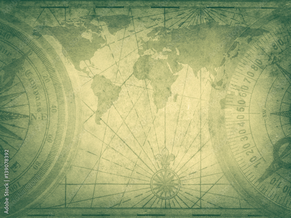 Old map of the world. Elements of this Image Furnished by NASA.