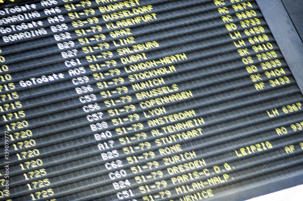 Fototapeta premium Schedule board at Viennese International Airport at Wien Schwech
