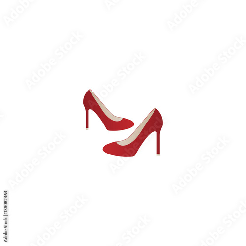 Red Woman Shoes Vector Icon Isolated On White Background