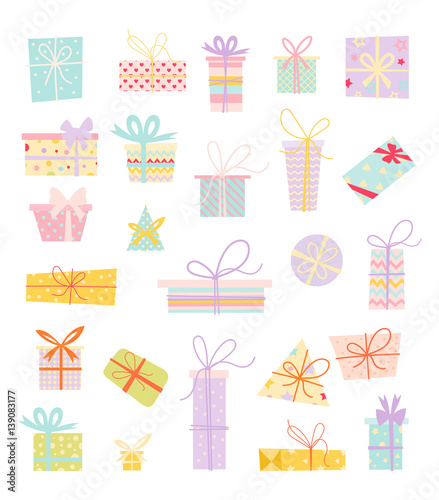 Vector set of different gift boxes.