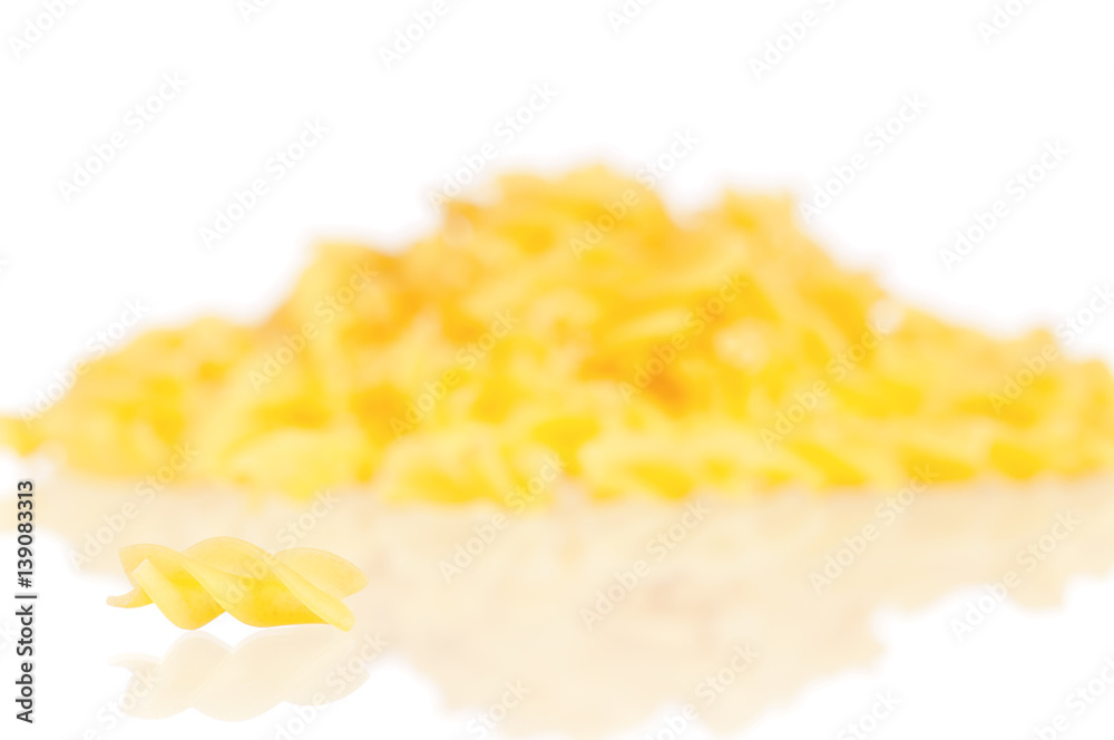 Portion raw pasta isolated on white background Portion raw pasta isolated on white background