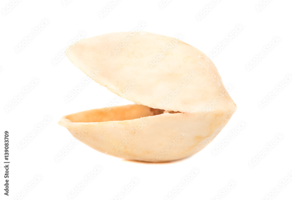 Empty shell of pistachio nuts on a white background Empty shell of pistachio nuts on a white background