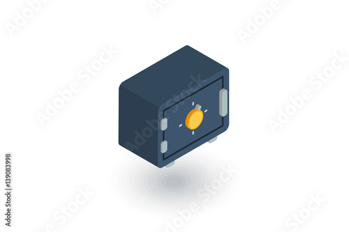 safe, banking money security, cash isometric flat icon. 3d vector colorful illustration. Pictogram isolated on white background