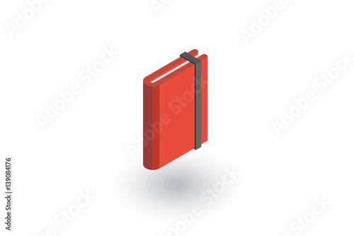 paper notebook isometric flat icon. 3d vector colorful illustration. Pictogram isolated on white background