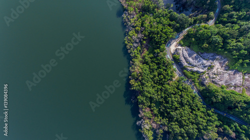 Aerial view of Road around the Mad in Rainforest