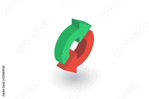 Refresh Arrows, sync, exchange isometric flat icon. 3d vector colorful illustration. Pictogram isolated on white background