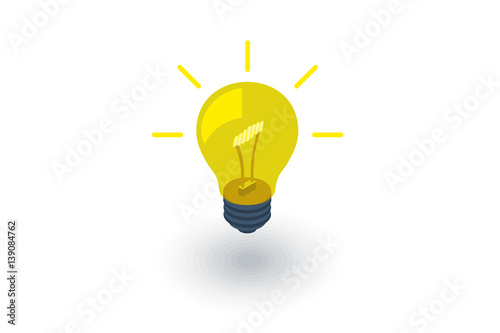 light bulb, idea isometric flat icon. 3d vector colorful illustration. Pictogram isolated on white background