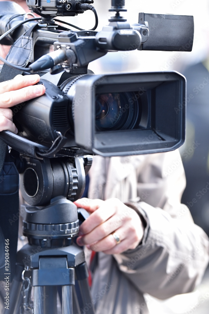 TV cameras broadcasting media event TV cameras broadcasting media event