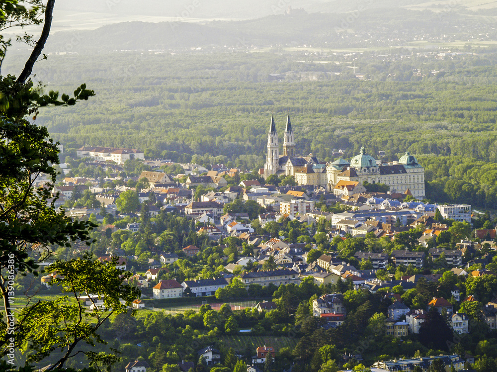Klosterneuburg, city view from the mountain Exelberg, Austria, L