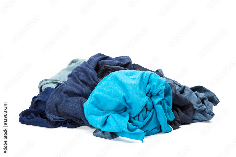Stack of clothes on white background, closeup Stack of clothes on white background, closeup