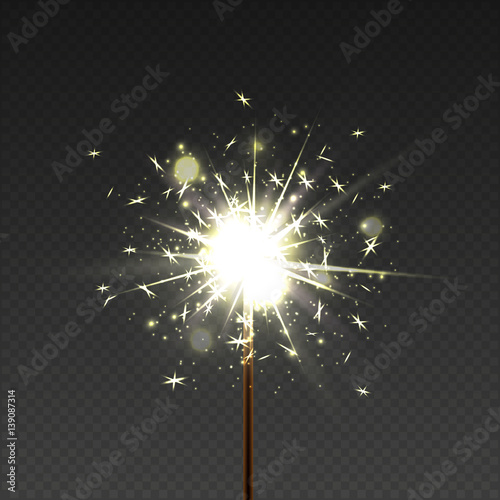 Vector festive sparkler on black background