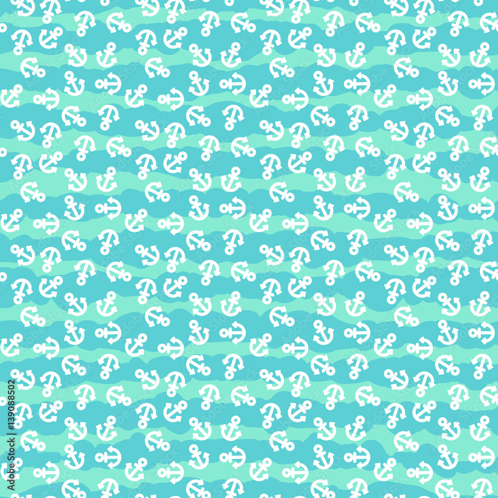 Seamless pattern with anchors. Ongoing background of marine theme.