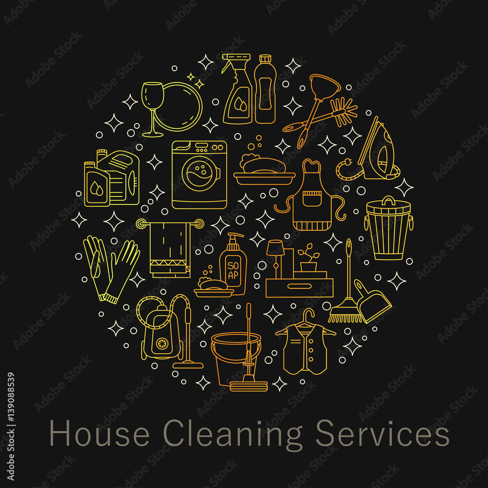 House cleaning vector card.